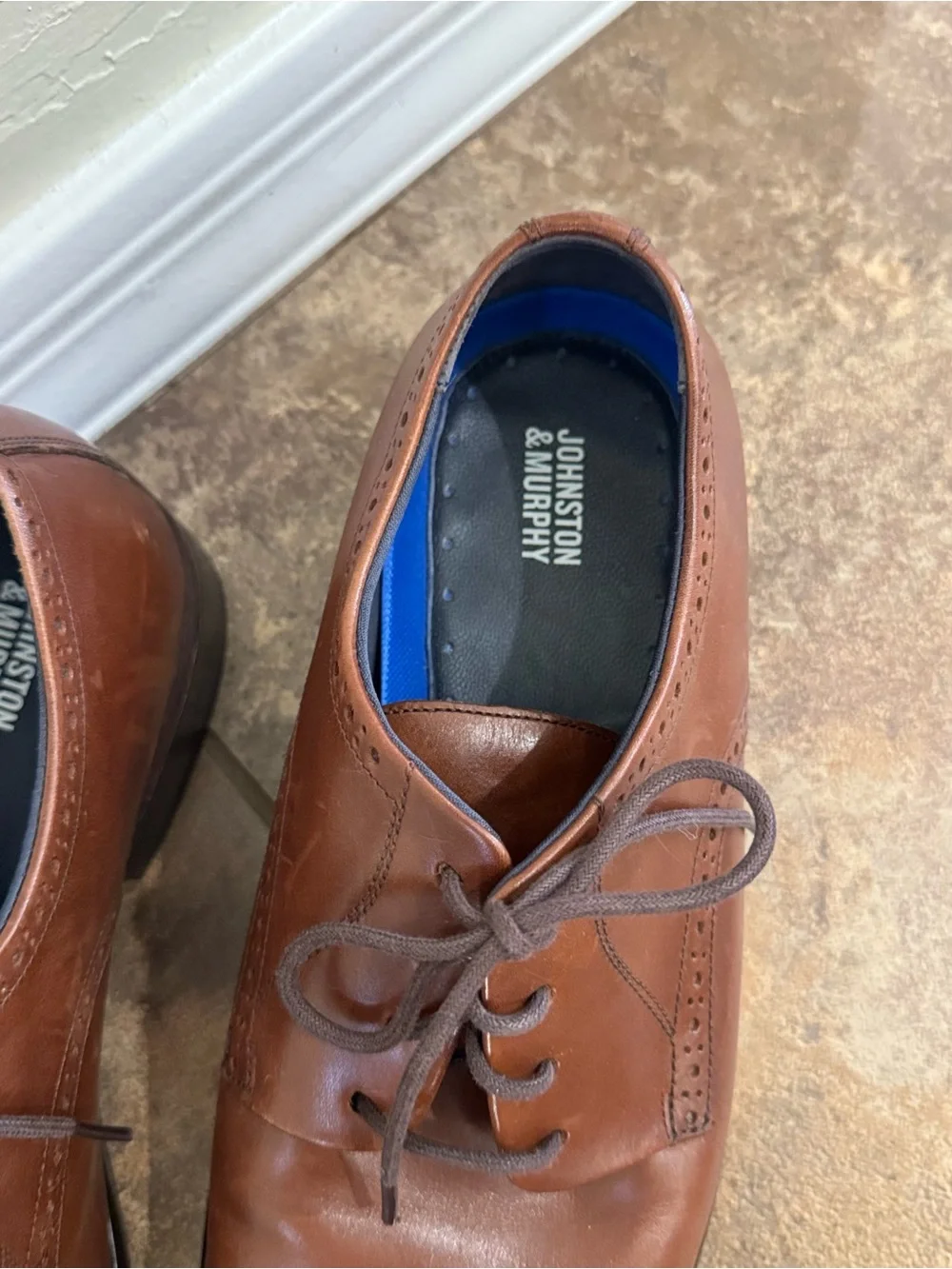 Johnston & Murphy Stockton Plain Toe Leather Oxfords Tan Brown Men's 11.5 M
